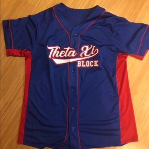 Theta Xi Baseball Jersey Blue and Red Size Large